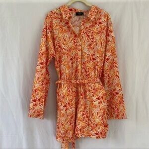 Vici Orange and Red Patterned Blouse